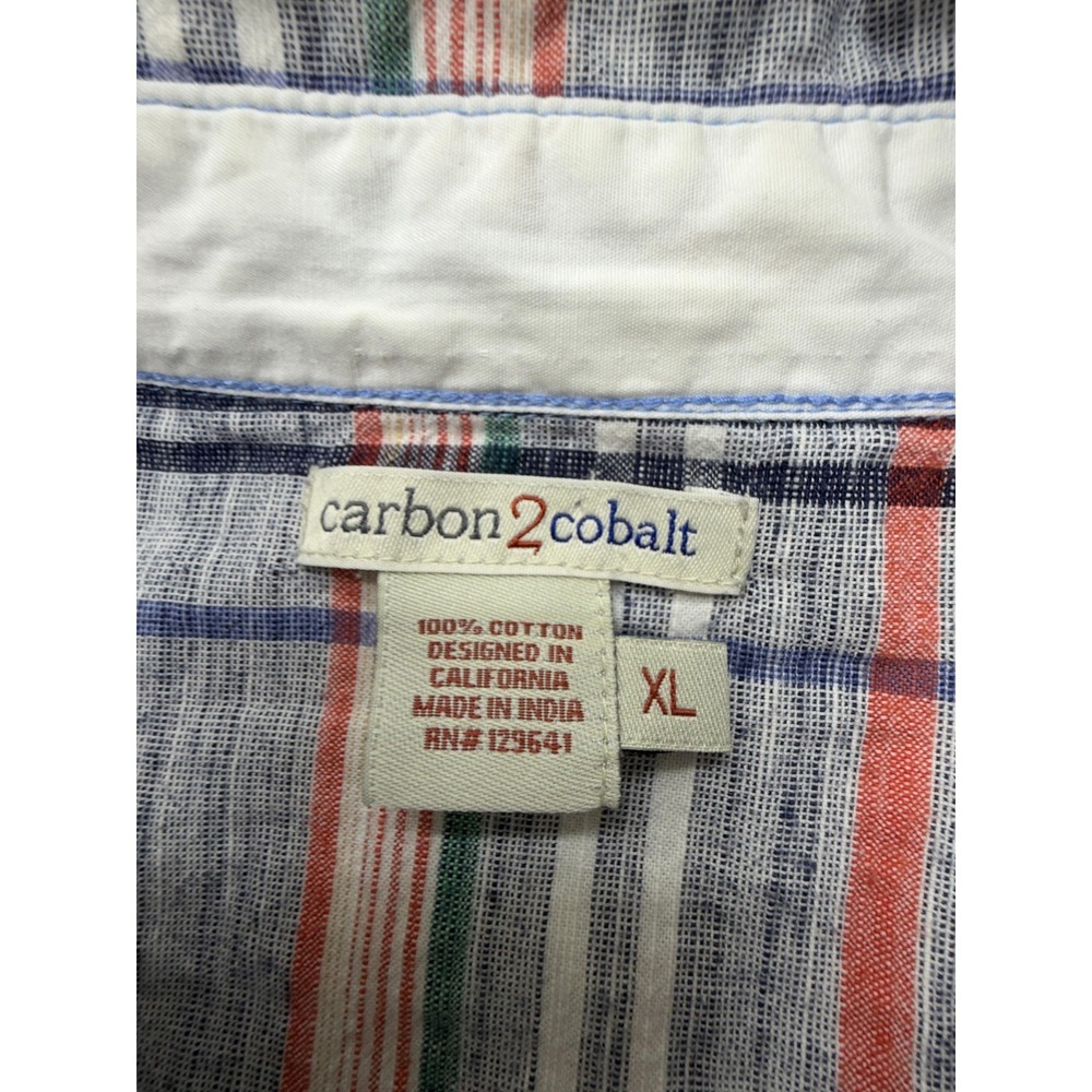 Carbon2cobalt Shirt Mens XL Blue Plaid Chambray Cotton Short Sleeve - Picture 3 of 7